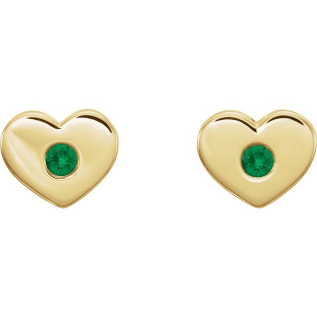 Round Natural Emerald Heart Earrings