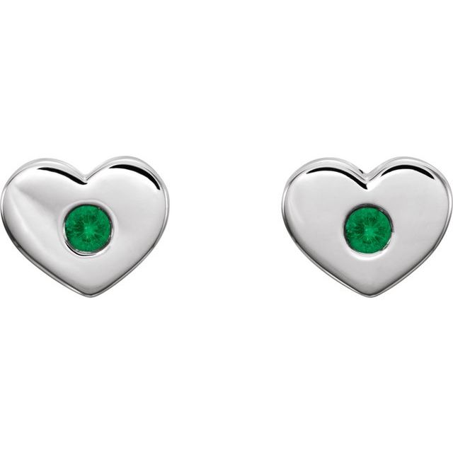 Round Natural Emerald Heart Earrings