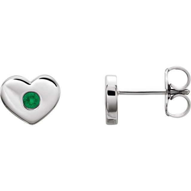 Round Natural Emerald Heart Earrings