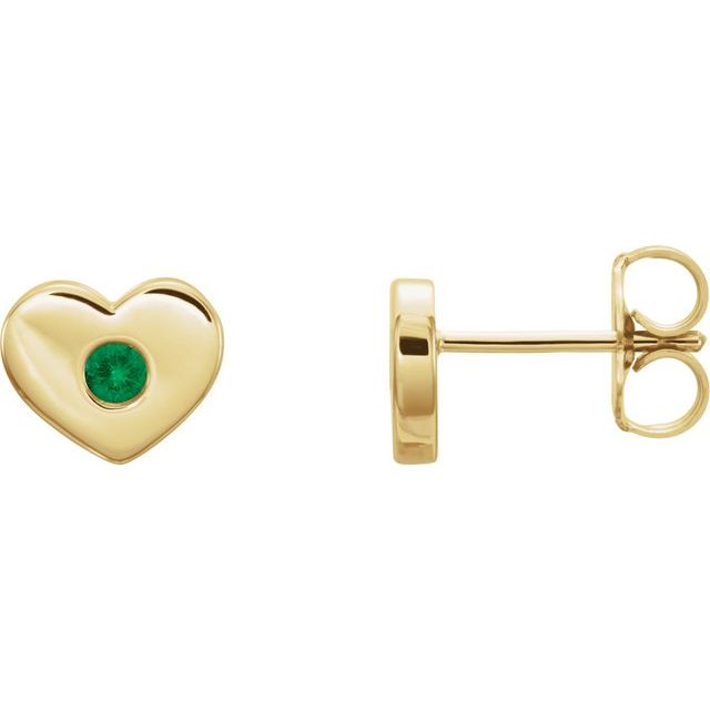 Round Natural Emerald Heart Earrings