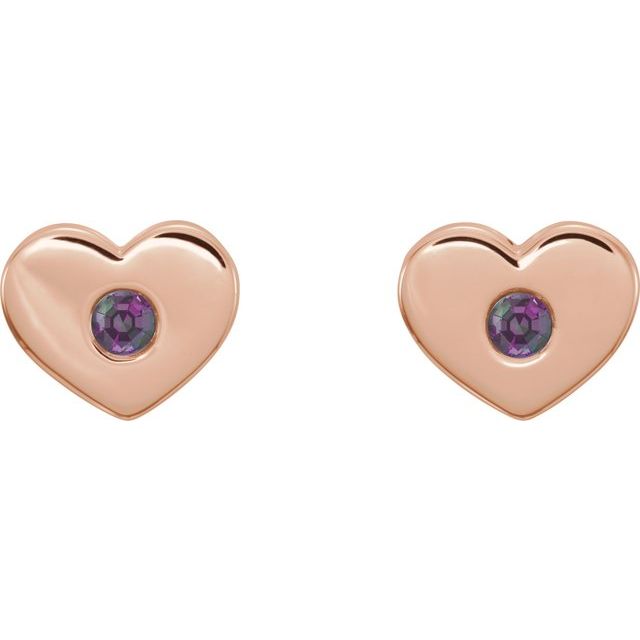 Round Natural Alexandrite Heart Earrings