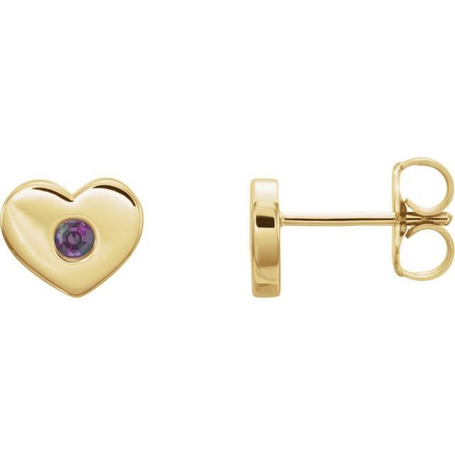 Round Lab-Grown Alexandrite Heart Earrings