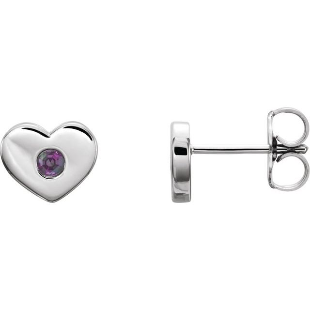 Round Lab-Grown Alexandrite Heart Earrings
