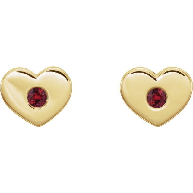 Round Lab-Grown Ruby Heart Earrings