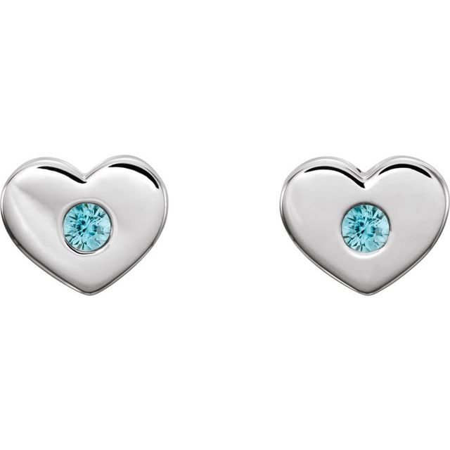 Round Natural Blue Zircon Heart Earrings