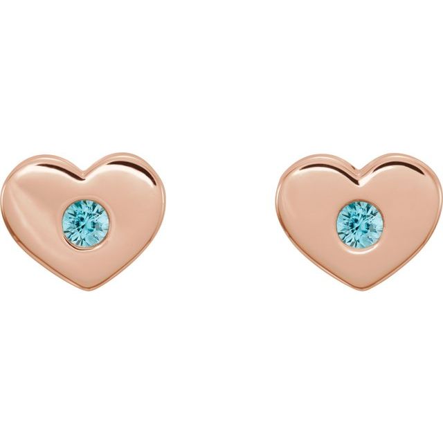 Round Natural Blue Zircon Heart Earrings