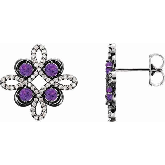 Round Natural Alexandrite & 1/4 CTW Natural Diamond Earrings