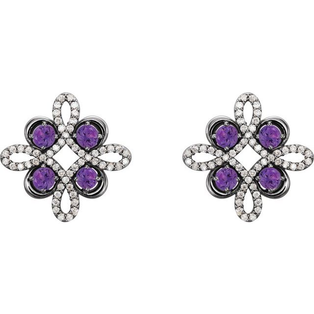 Round Natural Alexandrite & 1/4 CTW Natural Diamond Earrings