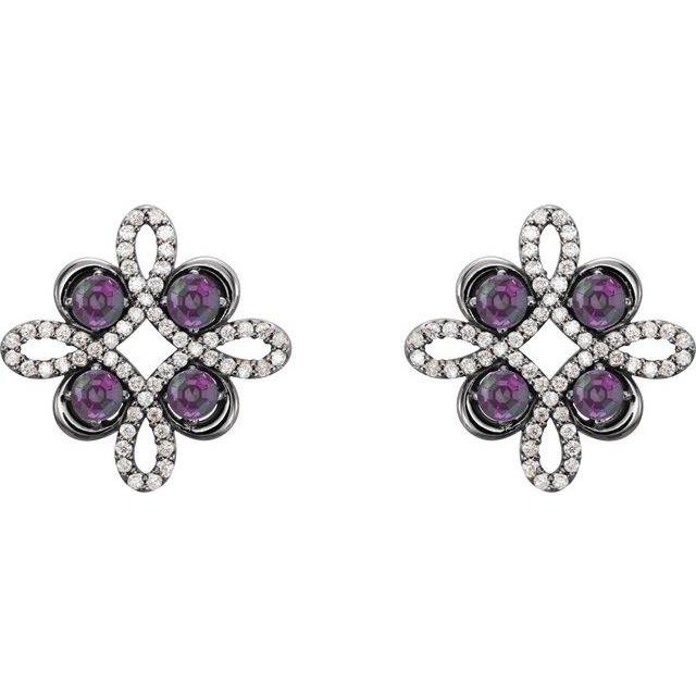 Round Natural Alexandrite & 1/4 CTW Natural Diamond Earrings