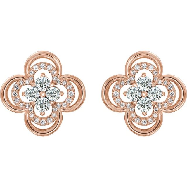 Round 5/8 CTW Natural Diamond Clover Earrings