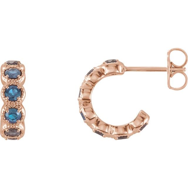 Round Natural Aquamarine Hoop Earrings