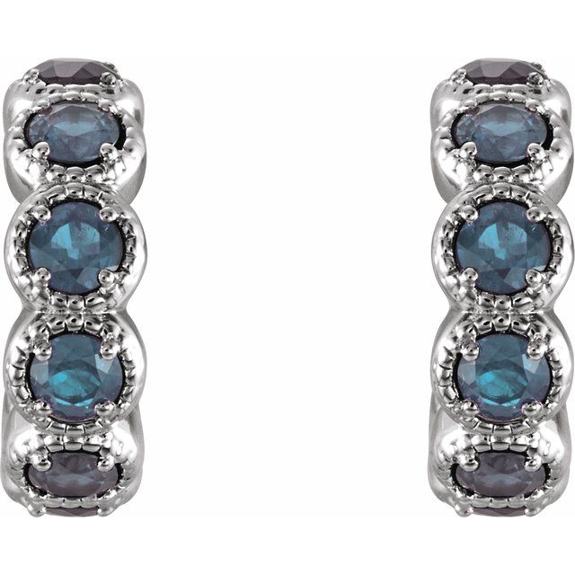 Round Natural Aquamarine Hoop Earrings