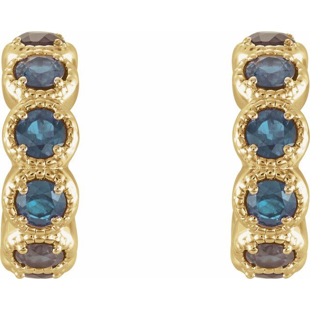 Round Natural Aquamarine Hoop Earrings
