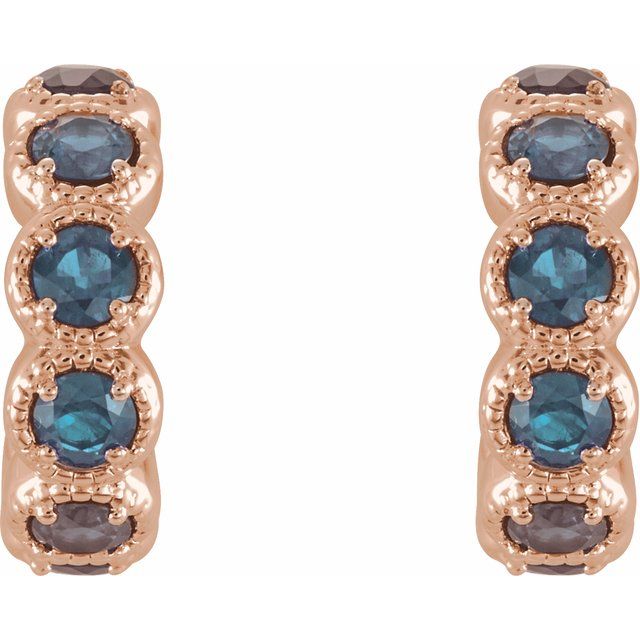 Round Natural Aquamarine Hoop Earrings