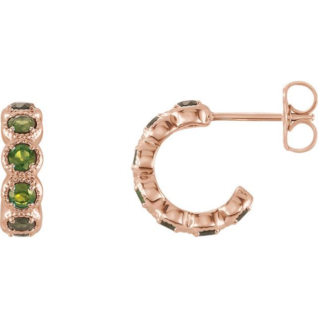 Round Natural Peridot Hoop Earrings