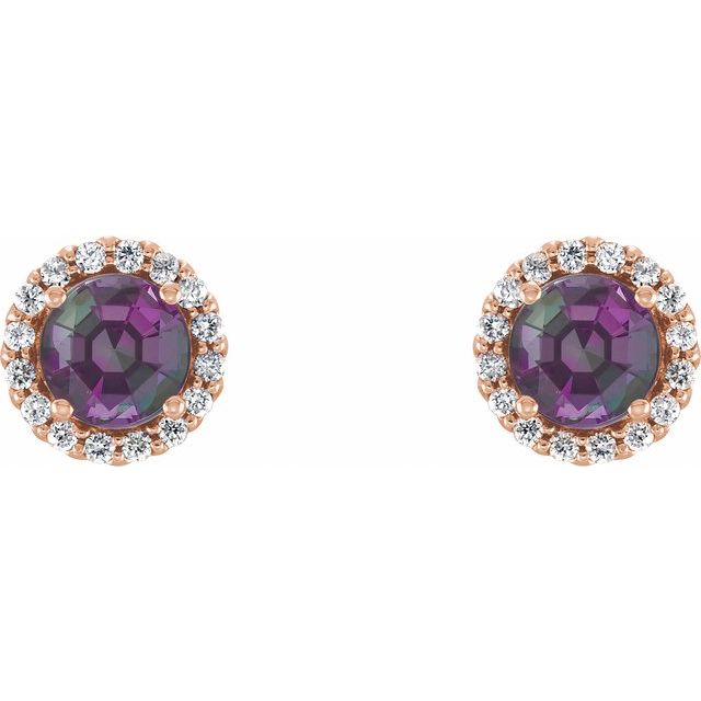 Round 6mm Lab-Grown Alexandrite & 1/8 CTW Natural Diamond Earrings