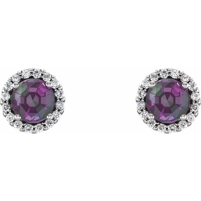 Round 6mm Lab-Grown Alexandrite & 1/8 CTW Natural Diamond Earrings