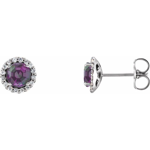 Round 6mm Lab-Grown Alexandrite & 1/8 CTW Natural Diamond Earrings