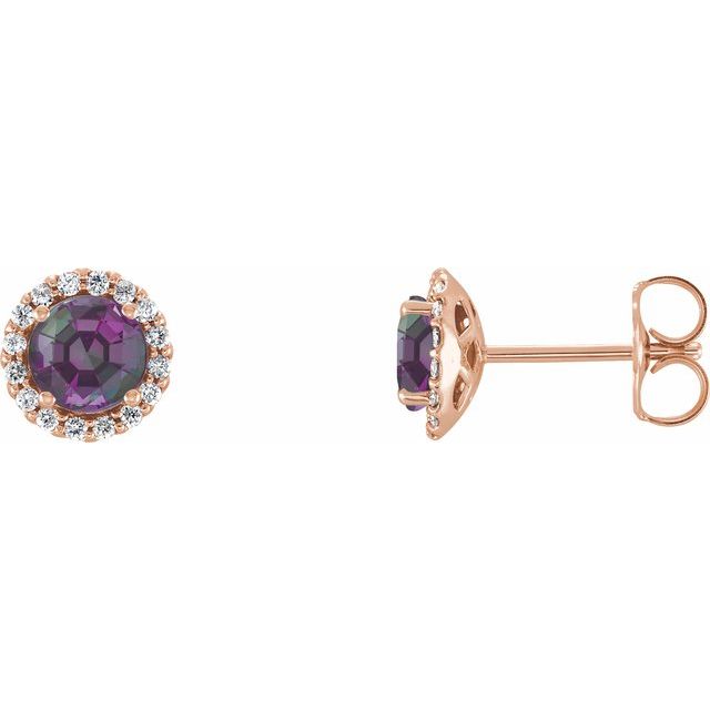 Round 6mm Lab-Grown Alexandrite & 1/8 CTW Natural Diamond Earrings
