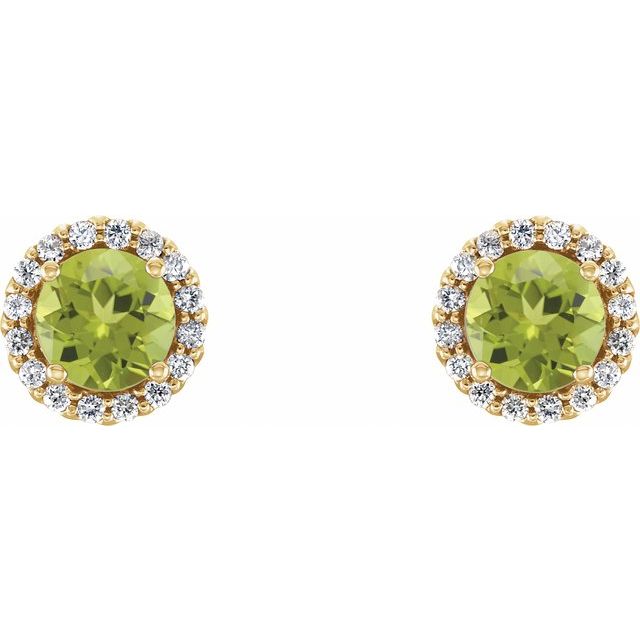 Round 4.5mm Natural Peridot & 1/10 CTW Natural Diamond Earrings