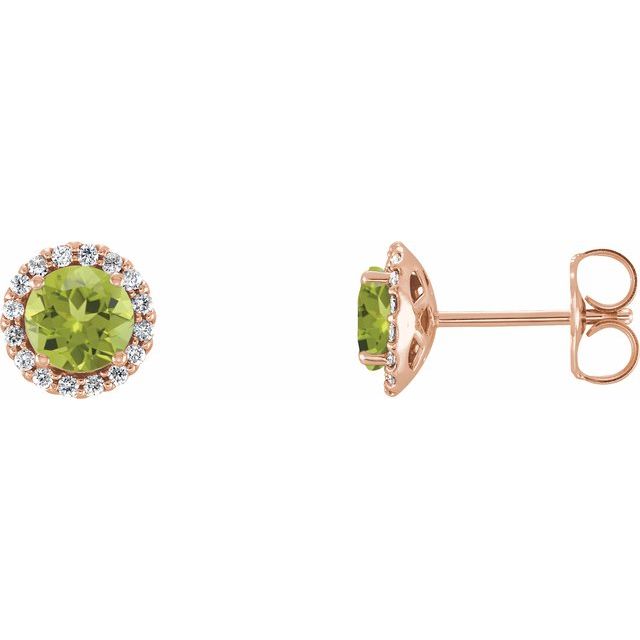 Round 4.5mm Natural Peridot & 1/10 CTW Natural Diamond Earrings