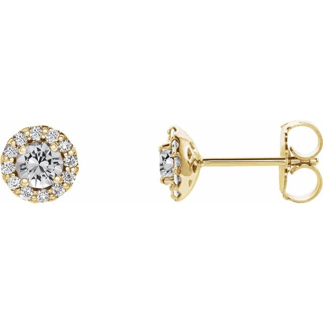 Round 4.5mm Natural White Sapphire & 1/10 CTW Natural Diamond Earrings