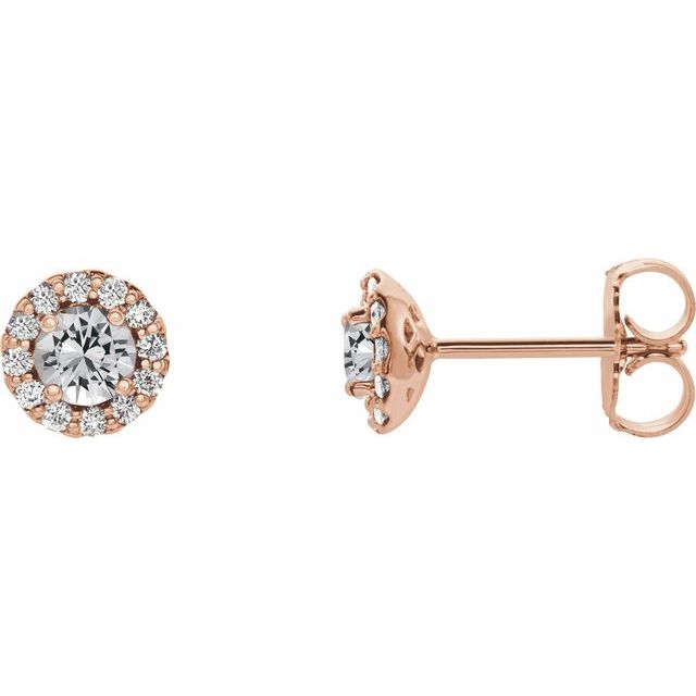 Round 4.5mm Natural White Sapphire & 1/10 CTW Natural Diamond Earrings