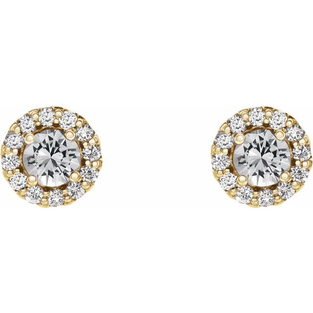 Round 4.5mm Natural White Sapphire & 1/10 CTW Natural Diamond Earrings