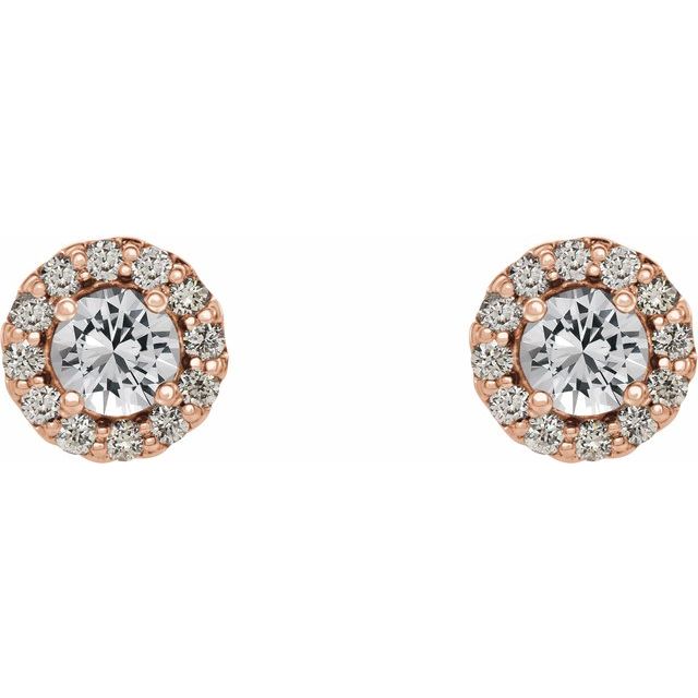 Round 3.5mm Natural White Sapphire & 1/10 CTW Natural Diamond Earrings