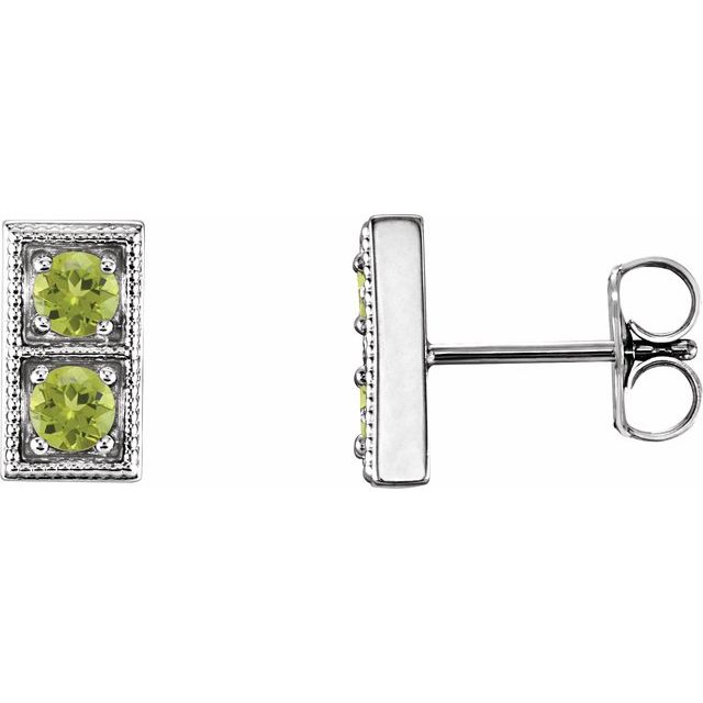 Round Natural Peridot Two-Stone Earrings