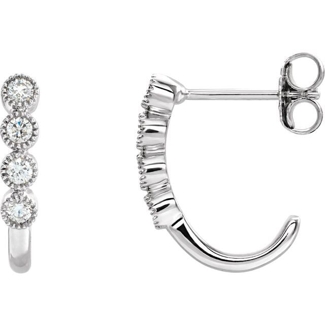 Round 1/4 CTW Natural Diamond J-Hoop Earrings