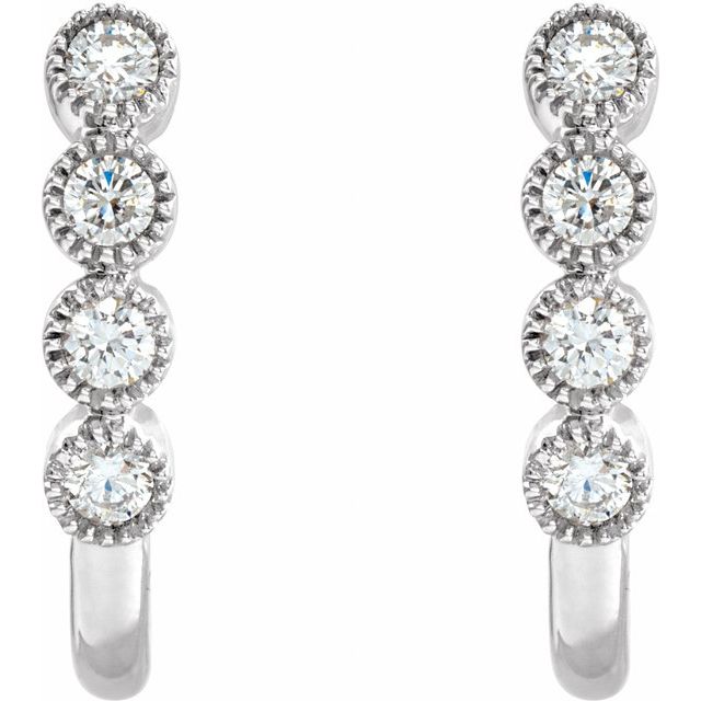 Round 1/4 CTW Natural Diamond J-Hoop Earrings