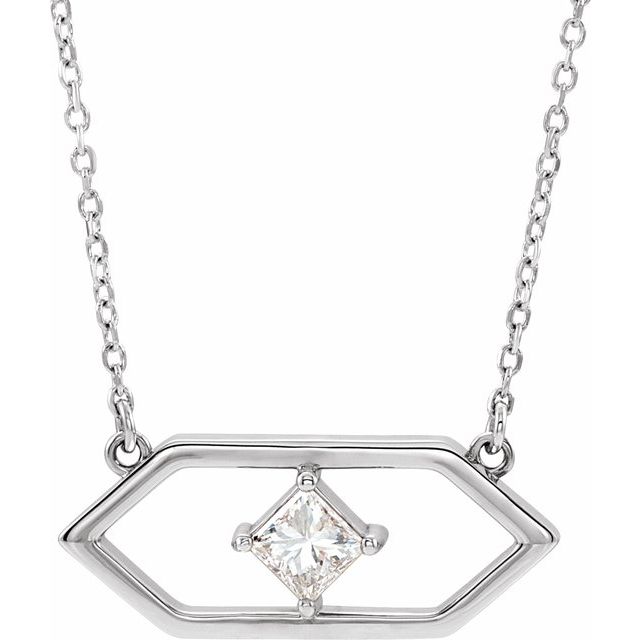 Square 1/4 CTW Natural Diamond Geometric Necklace