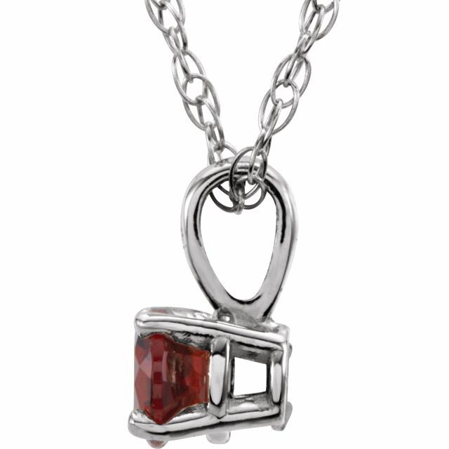 Round 3mm Natural Mozambique Garnet Youth Solitaire 14" Necklace
