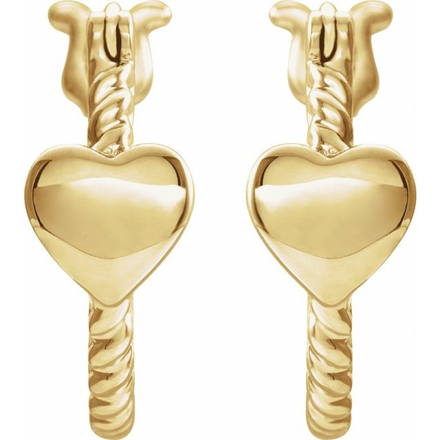 14mm Heart Rope Hoop Earrings