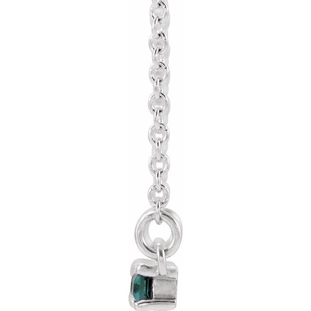 Straight baguette Lab-Grown Alexandrite & 1/6 CTW Natural Diamond Bar Necklace