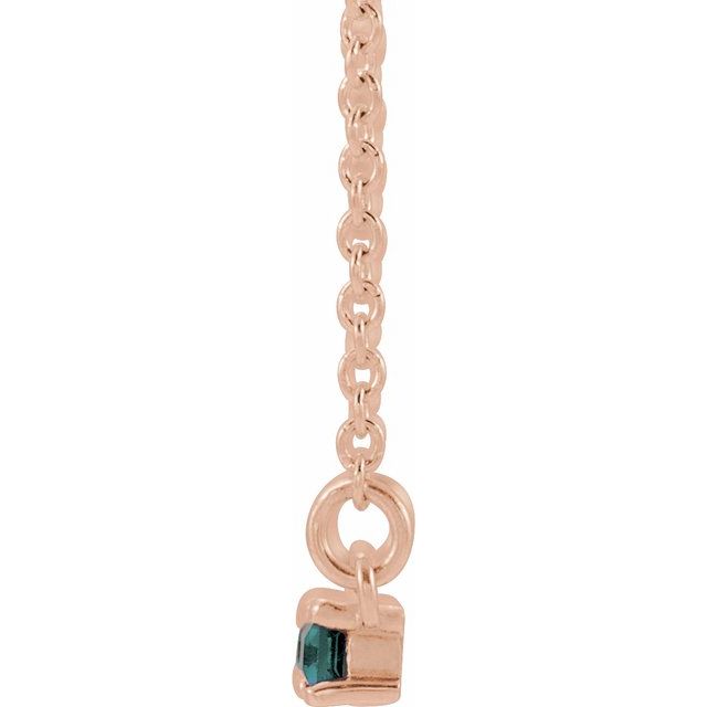 Straight baguette Lab-Grown Alexandrite & 1/6 CTW Natural Diamond Bar Necklace