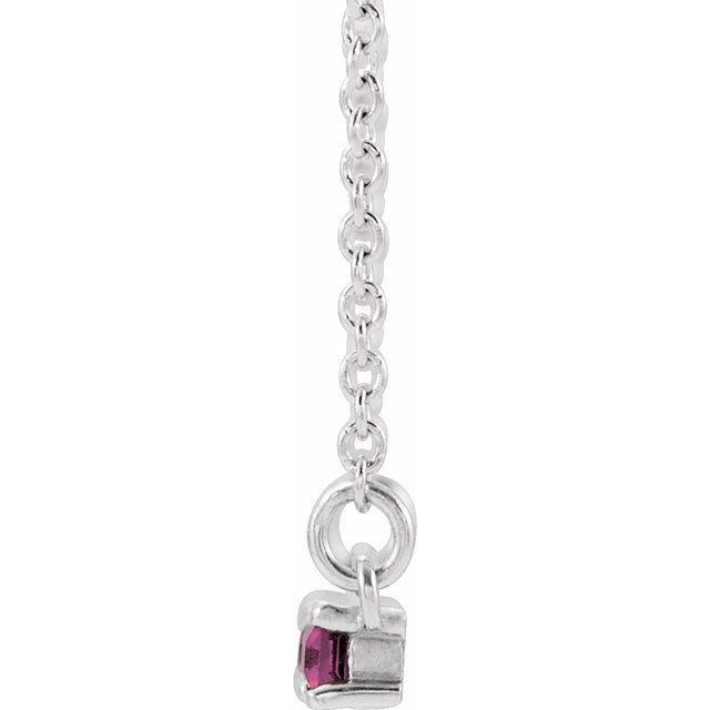 Straight baguette Natural Pink Tourmaline & 1/6 CTW Natural Diamond Bar Necklace