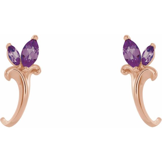 Marquise Lab-Grown Alexandrite Floral J-Hoop Earrings