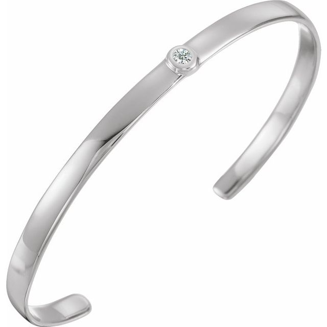 Round 1/10 CT Natural Diamond Cuff 6" Bracelet