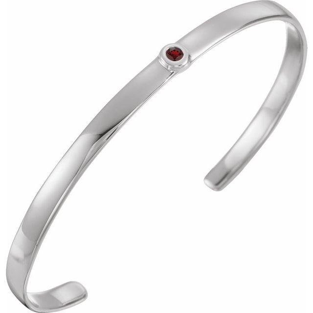 Round Natural Mozambique Garnet Cuff 6" Bracelet