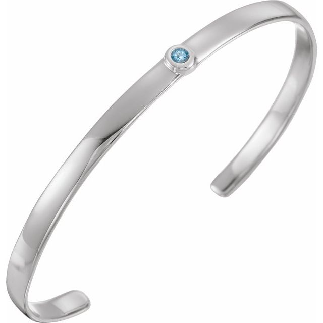 Round Natural Aquamarine Cuff 6" Bracelet