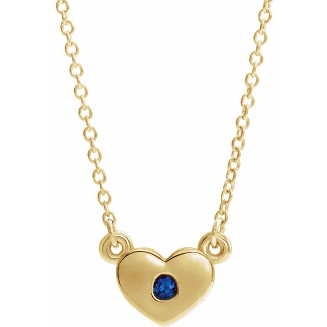 Lab-Grown Blue Sapphire Heart Necklace