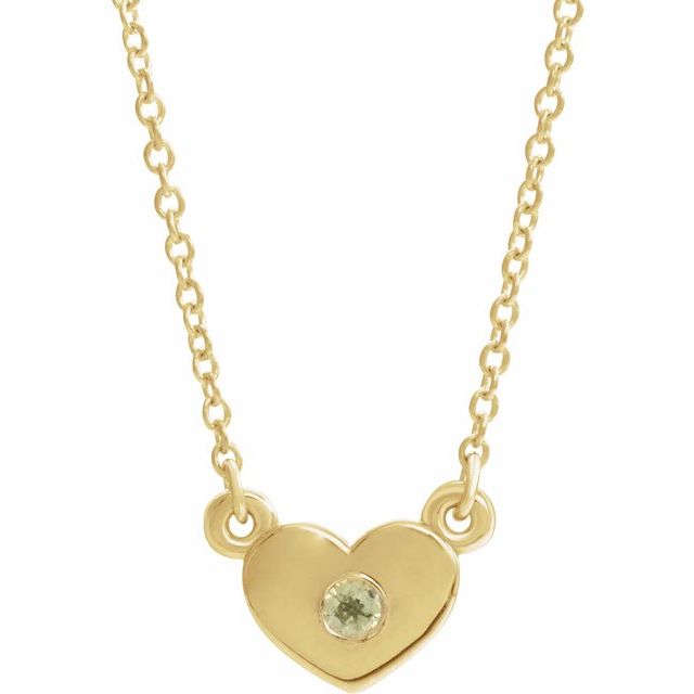 Natural Peridot Heart Necklace