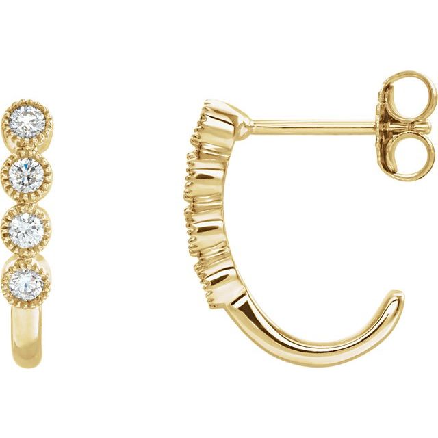 Round 1/4 CTW Natural Diamond J-Hoop Earrings