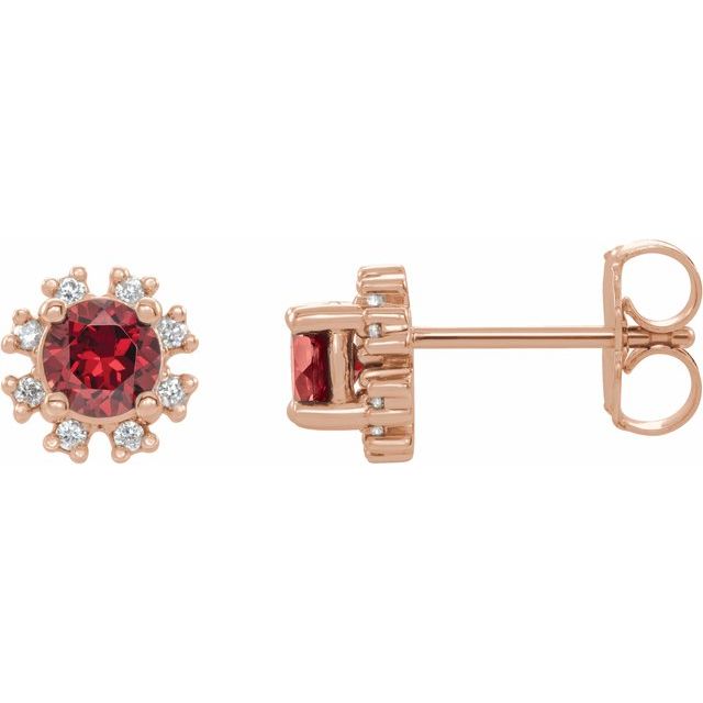 Round Lab-Grown Ruby & .06 CTW Natural Diamond Earrings