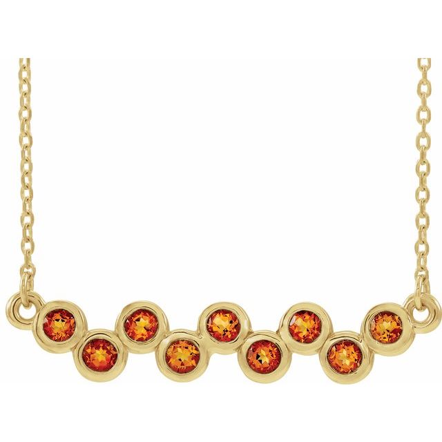 Round Natural Citrine Bezel-Set Bar Necklace