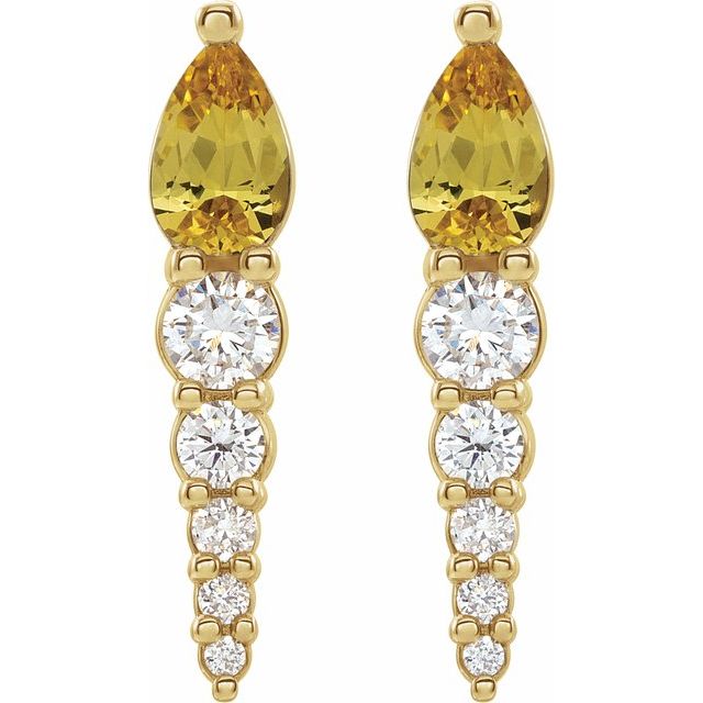 Pear Natural Citrine & 1/4 CTW Natural Diamond Earrings