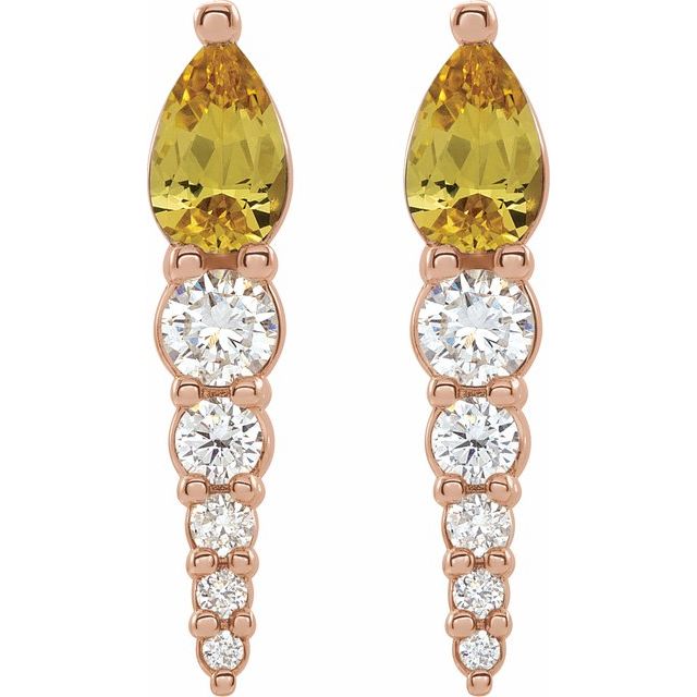 Pear Natural Citrine & 1/4 CTW Natural Diamond Earrings