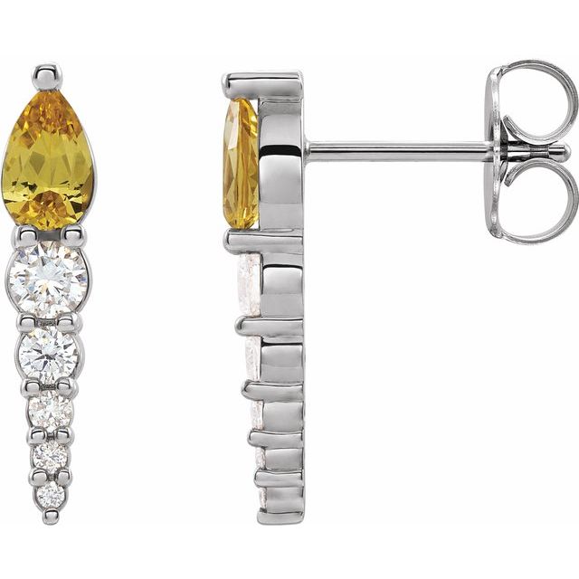 Pear Natural Citrine & 1/4 CTW Natural Diamond Earrings